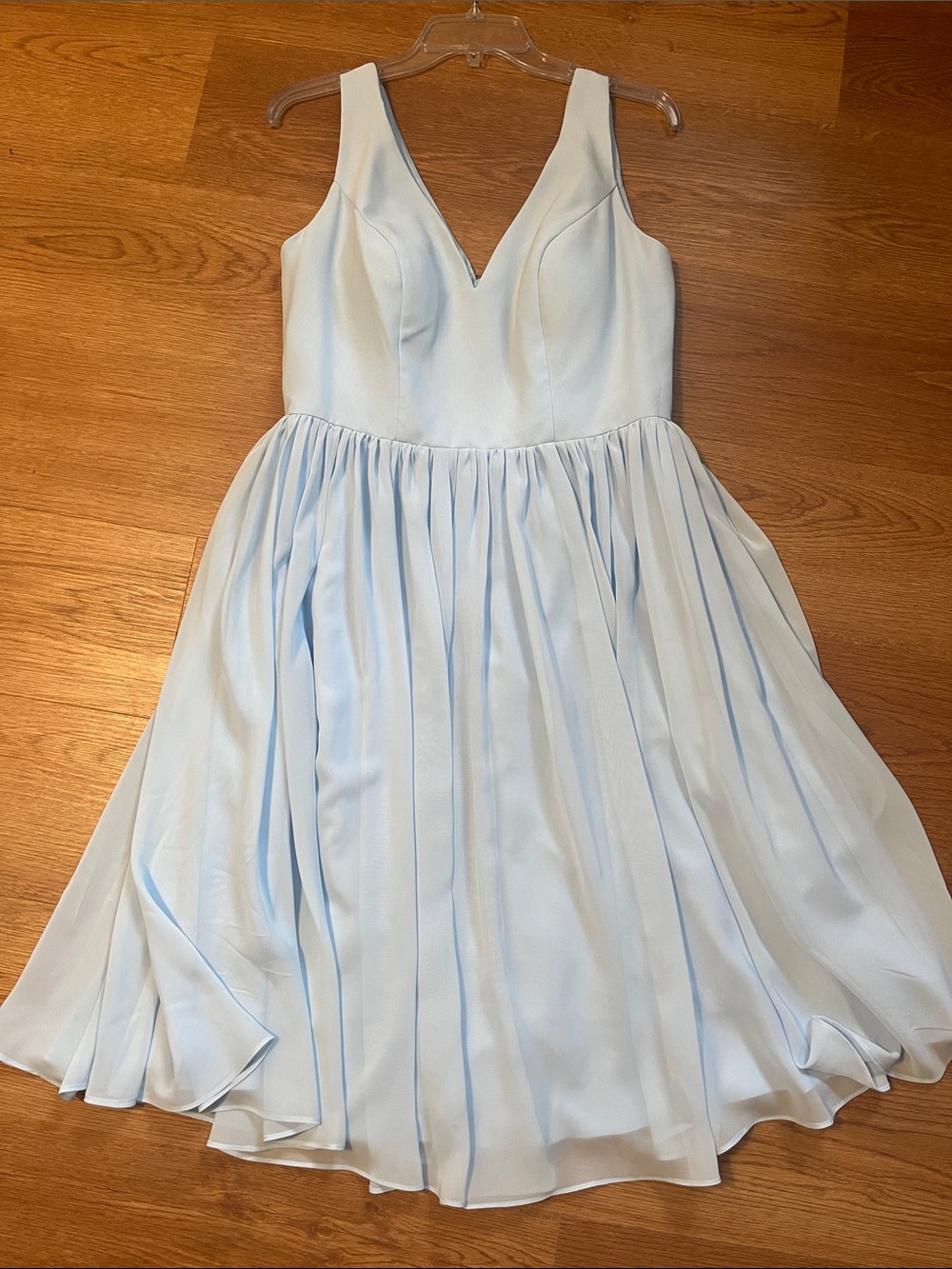 JJs House Pale Blue V-Neck A-Line Bridesmaid Dress